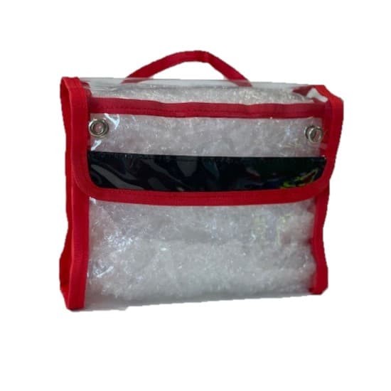 Pochette transparente, 23 x 20 x 8 cm, rouge