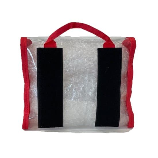 Pochette transparente, 23 x 20 x 8 cm, rouge