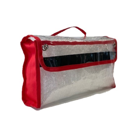 Pochette transparente, 36 x 20 x 8 cm, rouge